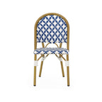 French Bistro Outdoor Dining Chairs, Set of 2 Navy & White