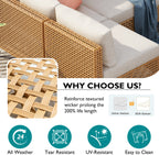 7-Piece Outdoor Wicker Sectional Sofa with Water Resistant Cushions and Coffee Table