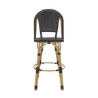 Callisto 29.5" Outdoor Rattan and Aluminum Bar Stool with Curved Back and Footrest