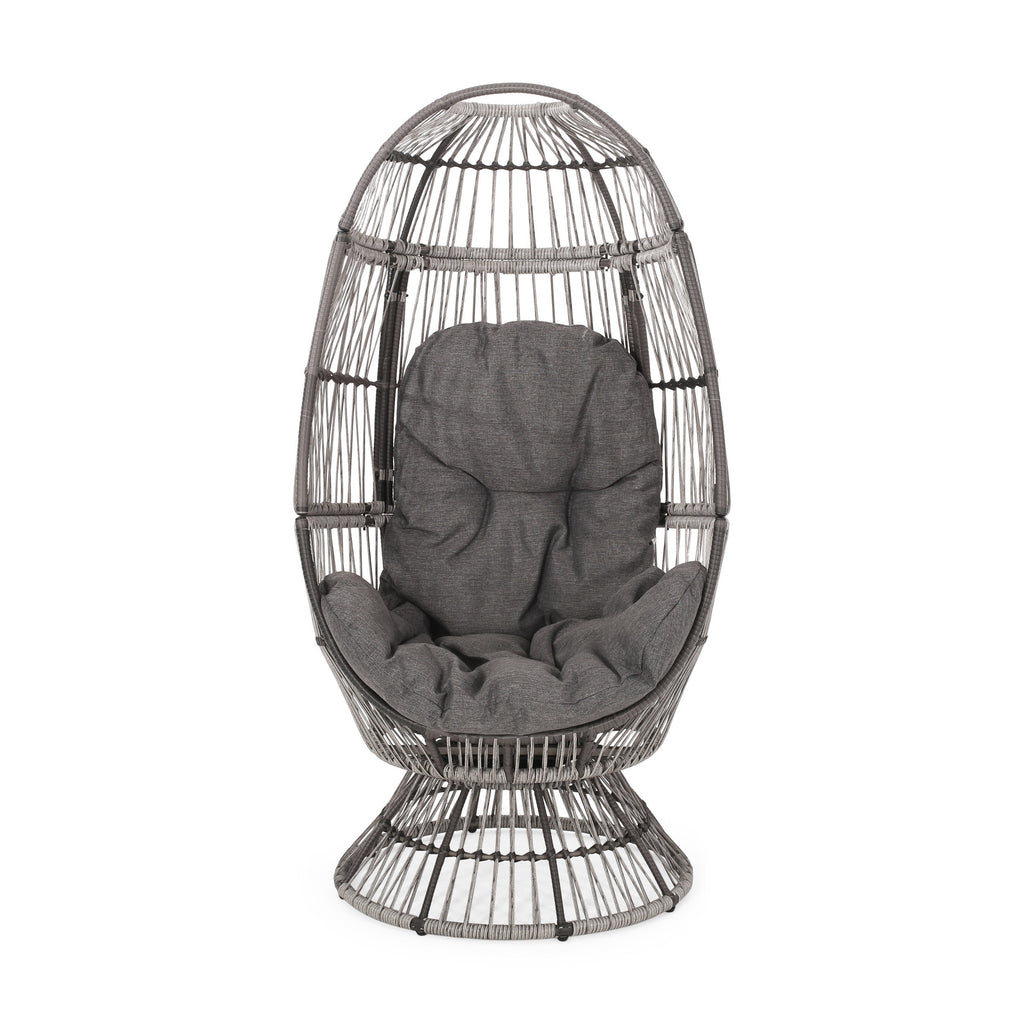 Lazulite Outdoor Egg Chair with Water-Resistant Cushion and Swivel Function