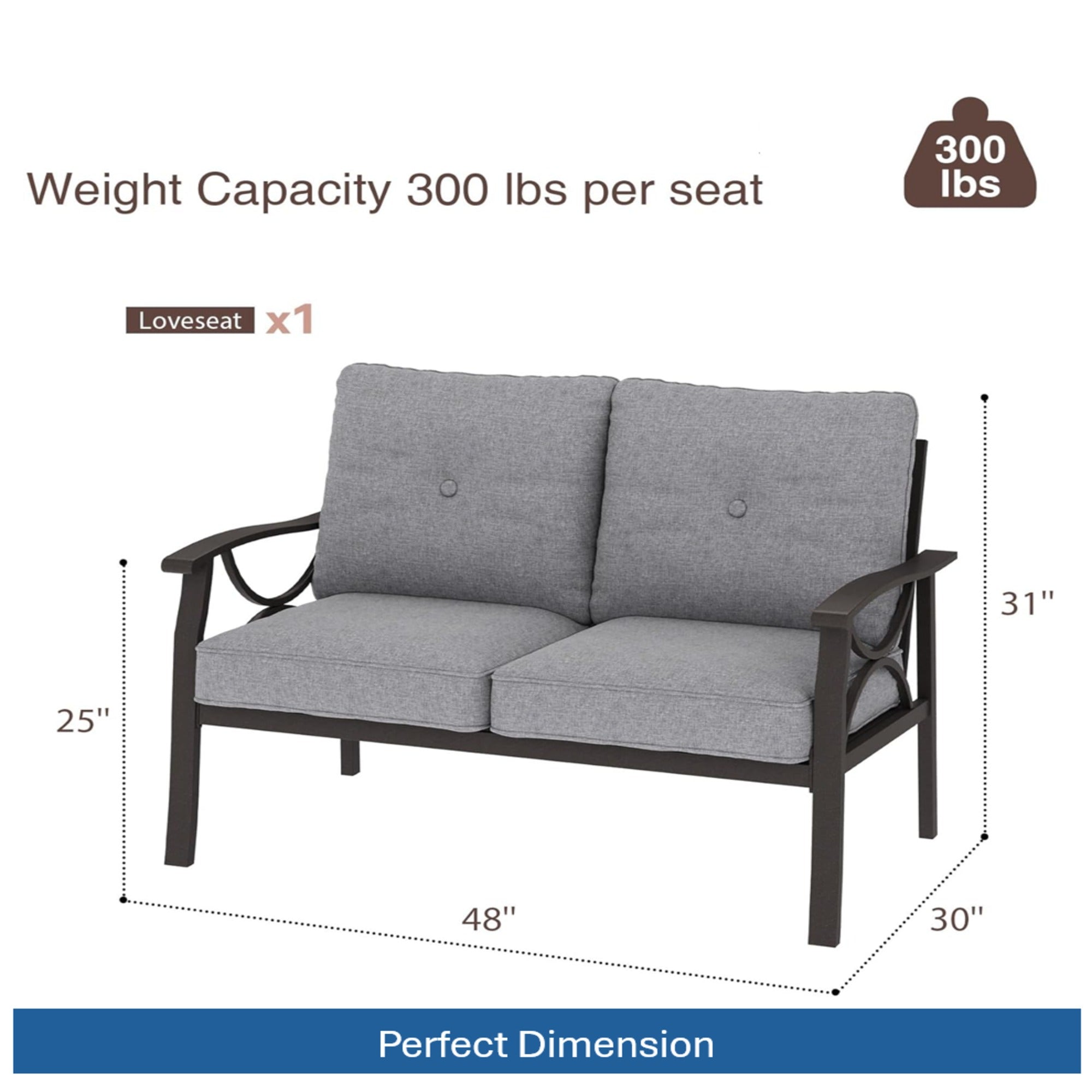 Marisol 48" All-Weather Metal Loveseat