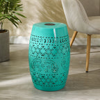 Sunhaven Punched Metal Solar Side Table with Built-in Solar Battery