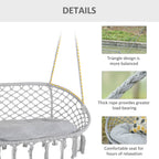 Visioned Outdoor Hanging Hammock Swing Chair with Macrame Design and Soft Cushion