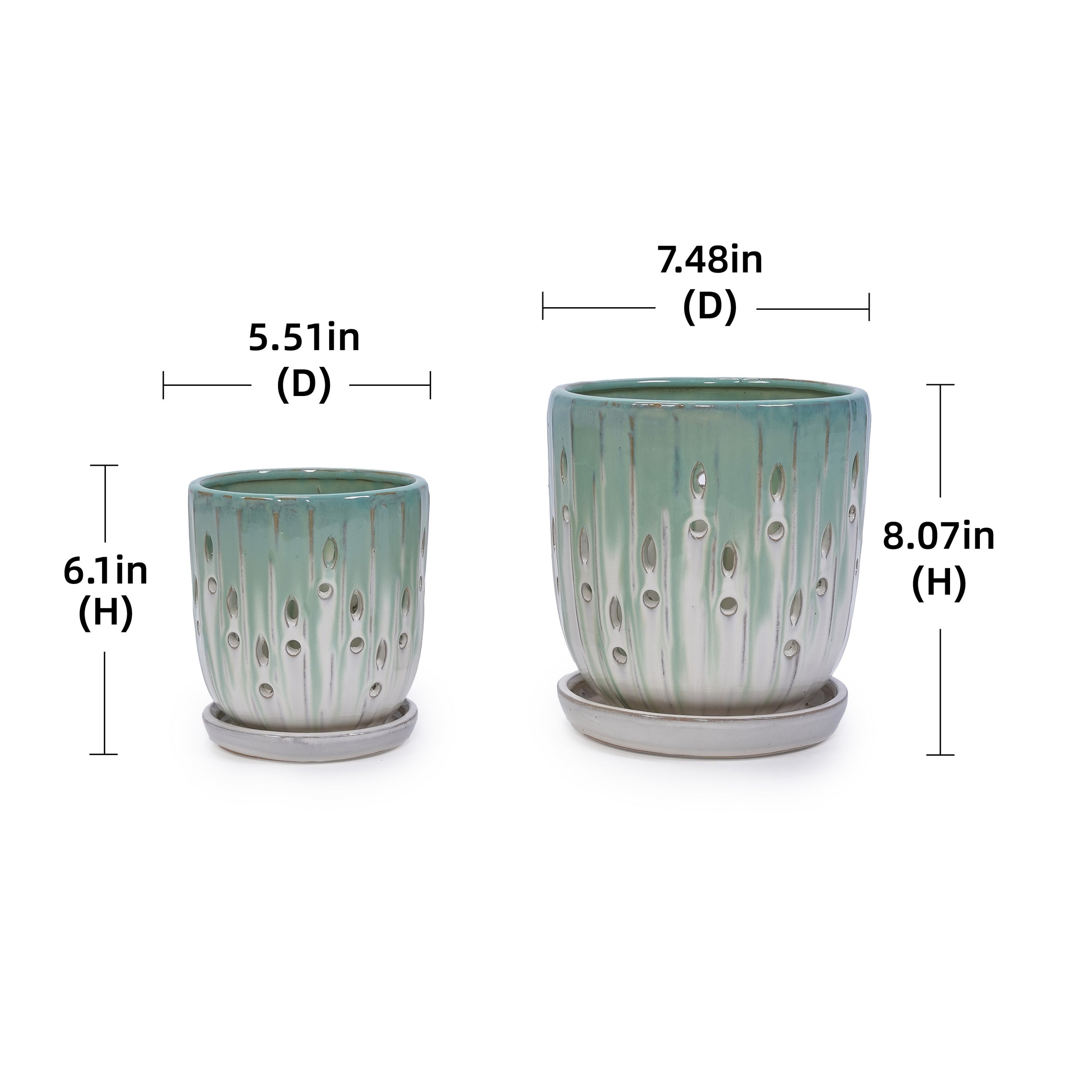 Aven Teal Handmade Ceramic Planter, Set of 2