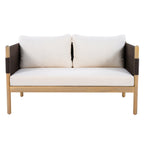 Seabrook Acacia Wood Outdoor Loveseat with Diamond Rope Weave & Cushions