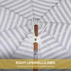 7' Nautical Stripe & Fringe Outdoor Patio Umbrella with Tilt