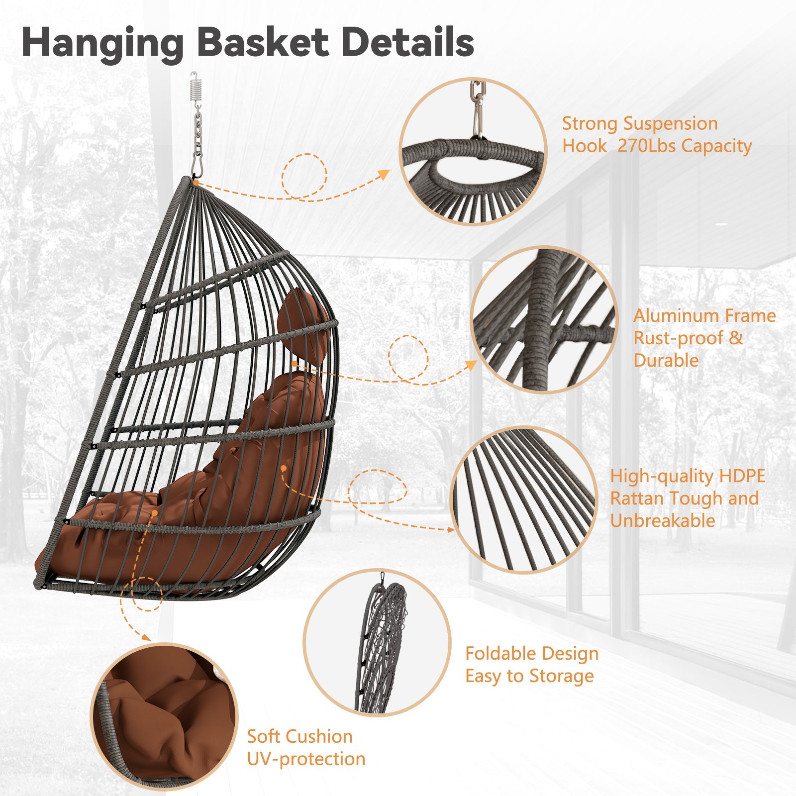 Folding Outdoor Egg Swing Chair