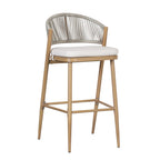 Outdoor Metal Frame Stools with Scallop-Shaped Backrest & Water-Resistant Cushions, Set of 2