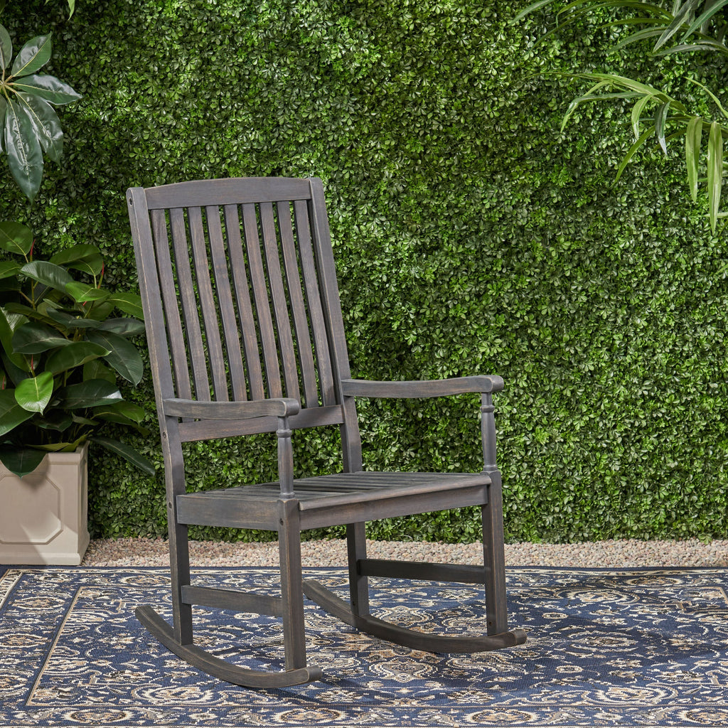 Muse Outdoor Acacia Rocking Chair with Slat Design