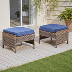 Marlowe Wicker Outdoor Ottomans, Set of 2