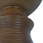 Outdoor Ribbed Concrete Side Table with Hourglass Design