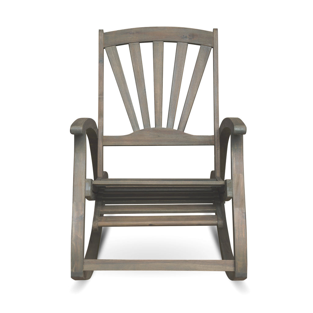 Outdoor Acacia Wood Rocking Chair with Retractable Foot Rest