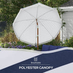 7' Nautical Stripe & Fringe Outdoor Patio Umbrella with Tilt