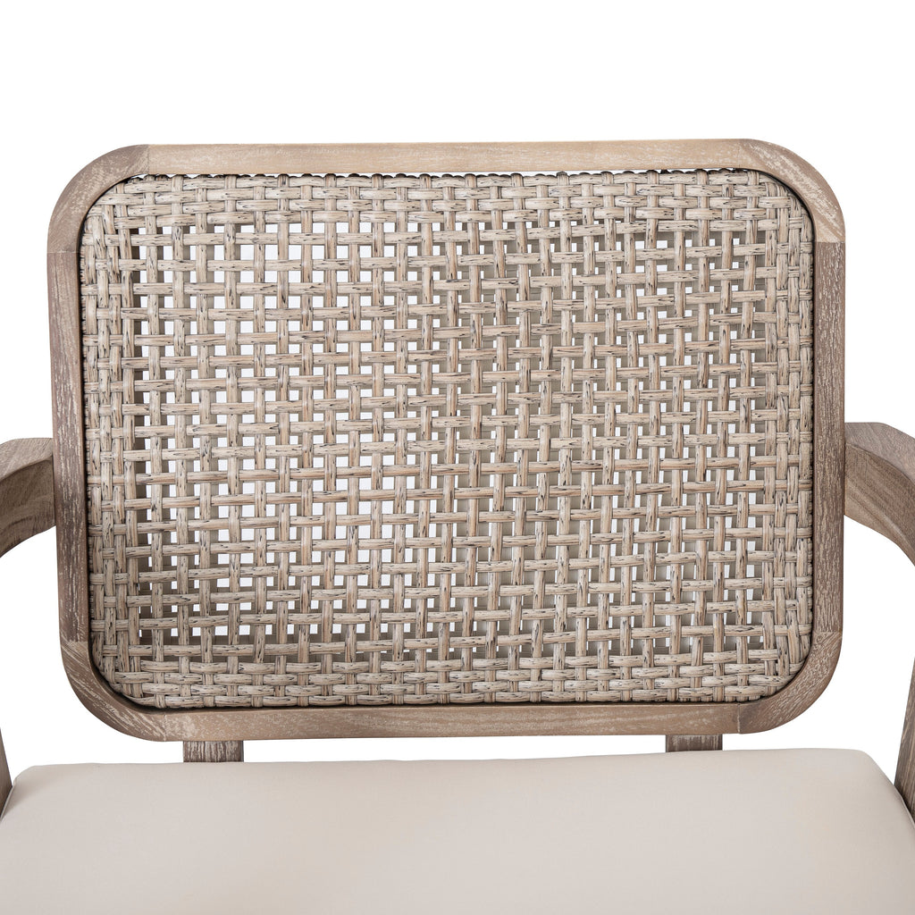 Outdoor Club Chair with Water-Repellent Cushion and Criss-cross Weaving Backrest