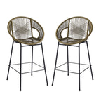 Entwined Outdoor Bar Stool with Ergonomic Design and Footrest, Set of 2