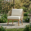 Solstice Outdoor Acacia Wood Club Chair with Handwoven Rope Accents