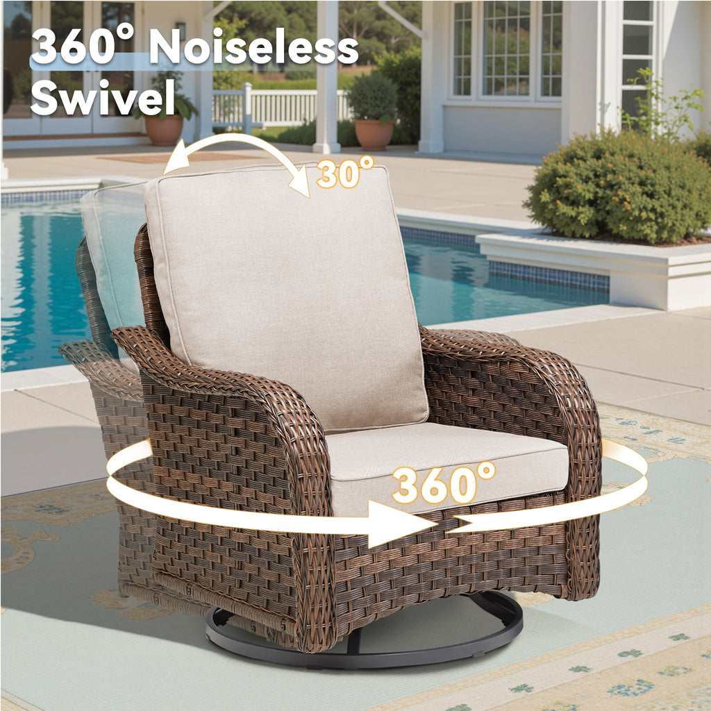 Marlowe Wicker 3 Piece Outdoor Furniture Set with Swivel Gliders