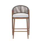 Outdoor Metal Frame Stools with Scallop-Shaped Backrest & Water-Resistant Cushions, Set of 2