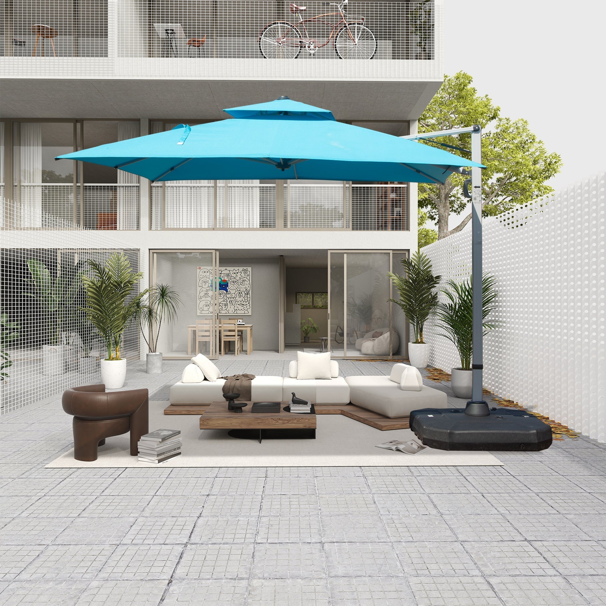 10'X10' Square Cantilever Umbrella with Center Pole, Base Not Included