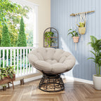 360° Swivel Indoor Outdoor Wicker Papasan Chair with Soft Thick Cushion