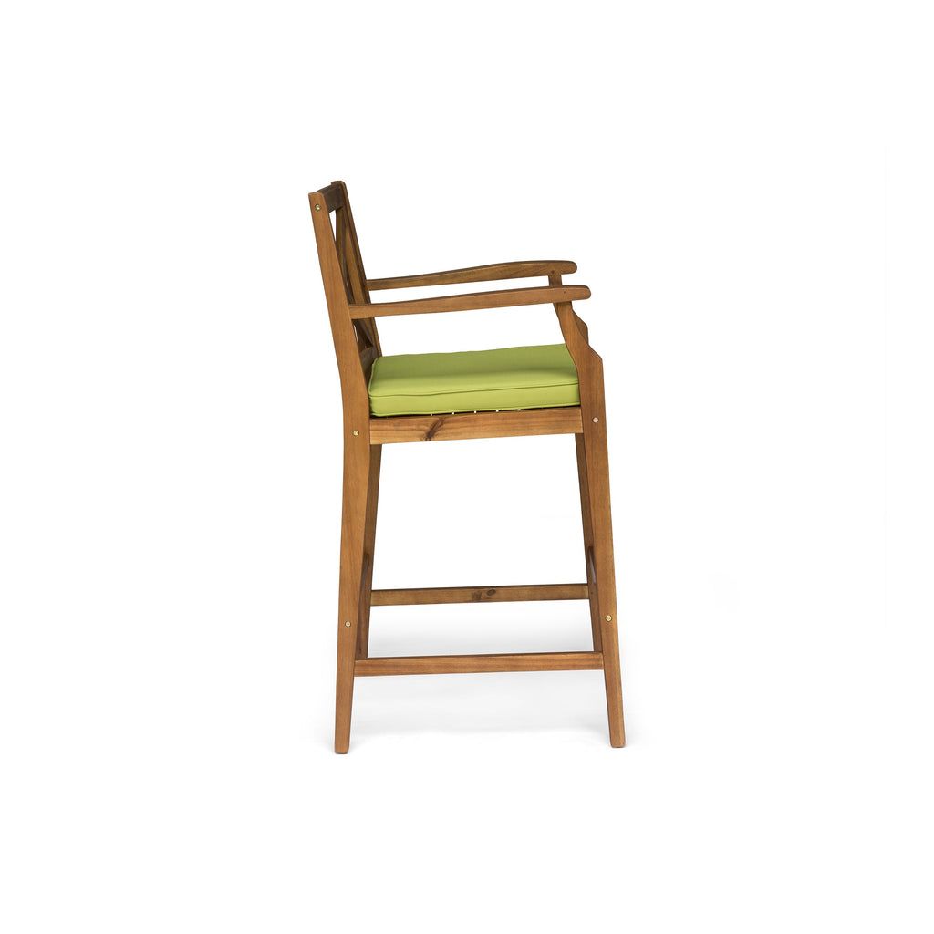 Perla Outdoor Acacia Wood Barstools, Set of 2