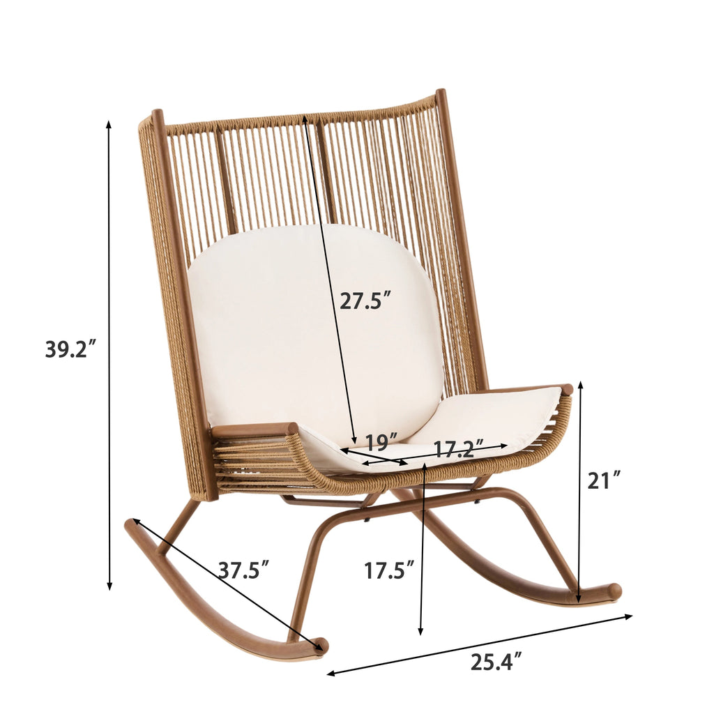 High Square Back Modern Outdoor Rocking Chair