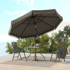 9' Fringe Edge Patio Umbrella with Push Button Tilt and Crank