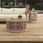 Sundara Outdoor Coffee & Side Table Set with Woven Rope Design
