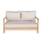 Indira Outdoor Acacia Wood Loveset Sofa with Water-Resistant Cushion