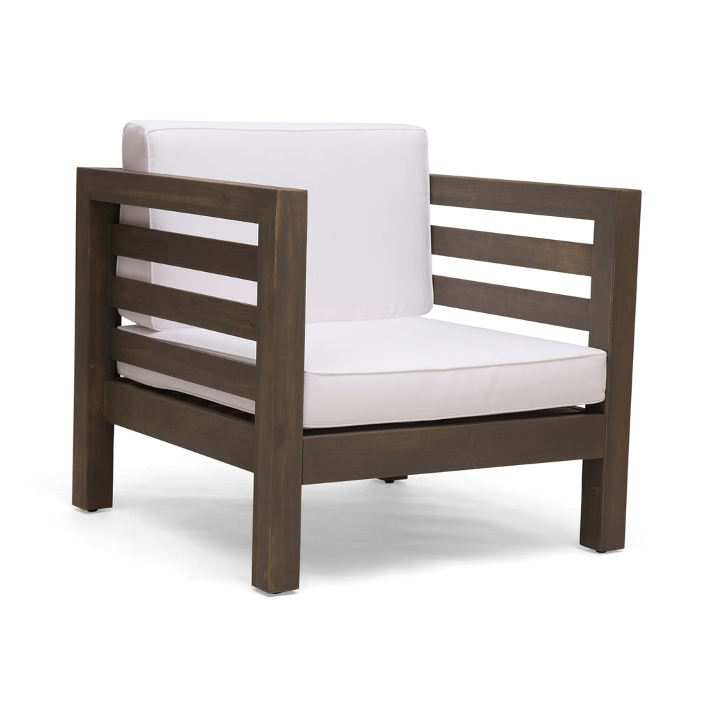 Oana Outdoor Acacia Wood Club Chair with Cushion