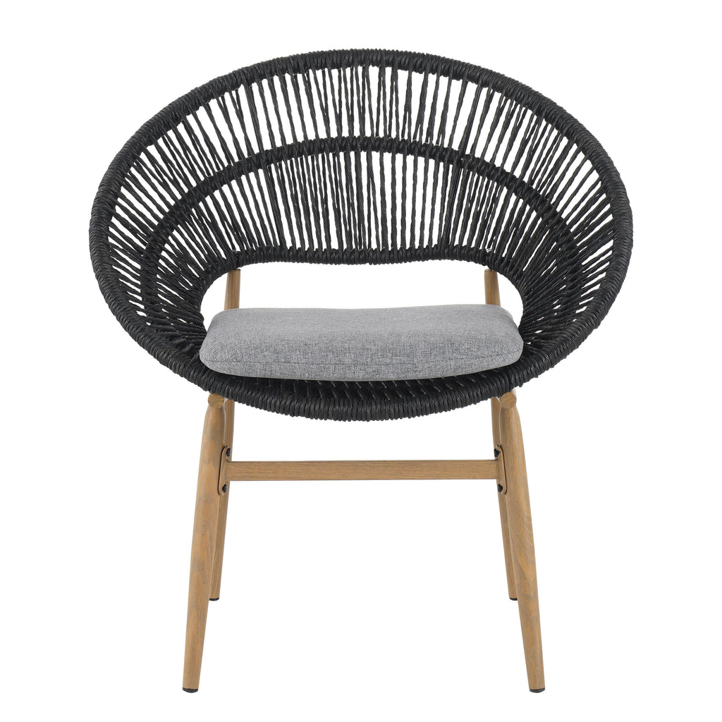 Cyril Outdoor Wicker Papasan Style Dining Chair, Set of 2