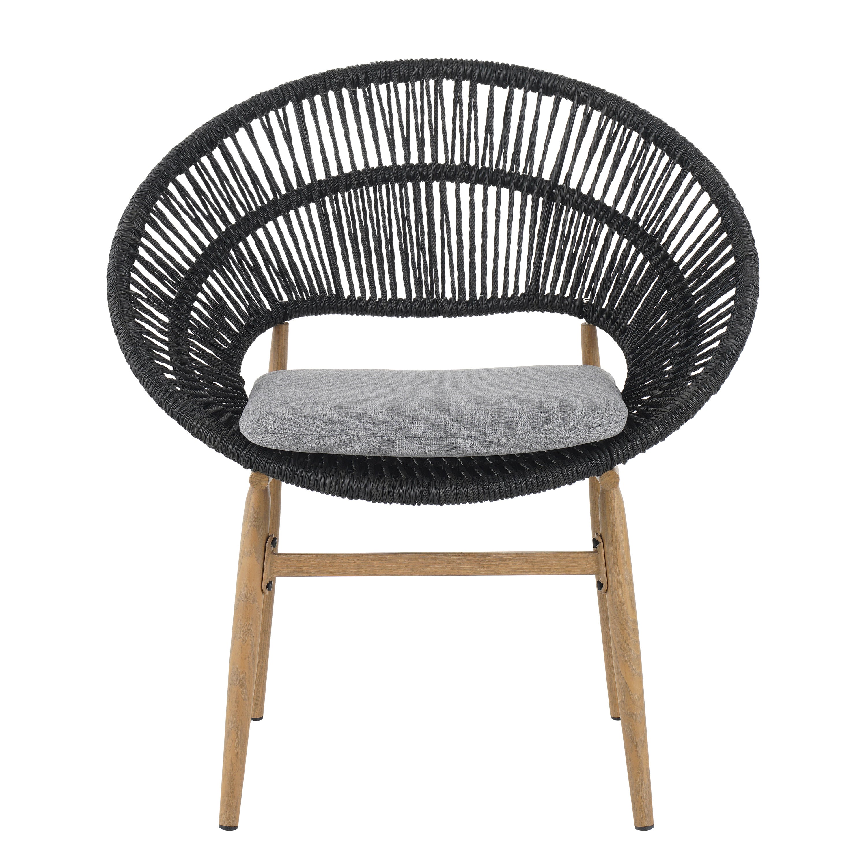 Cyril Outdoor Wicker Papasan Style Dining Chair, Set of 2