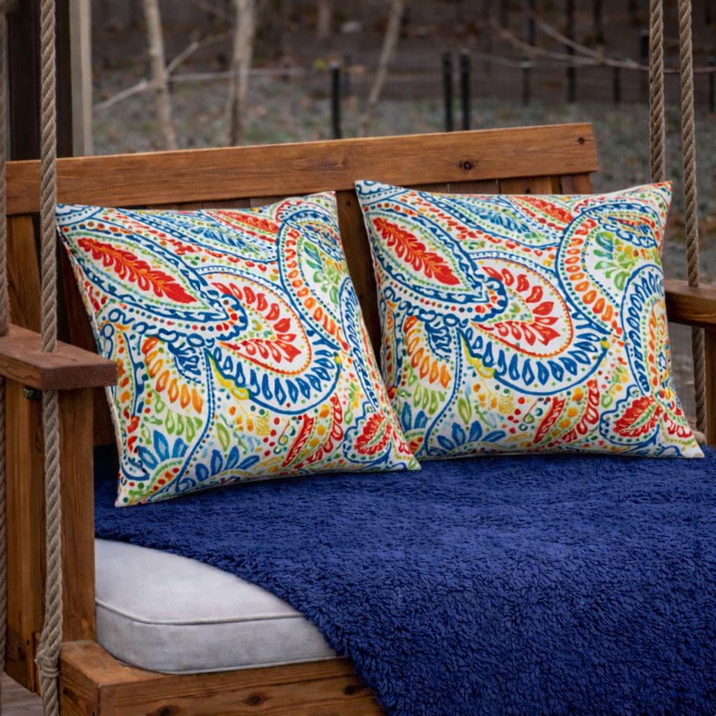 Paisley 18x18 Waterproof & Fade-Resistant Outdoor Throw Pillows, Set of 2
