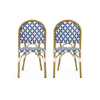 French Bistro Outdoor Dining Chairs, Set of 2 Navy & White