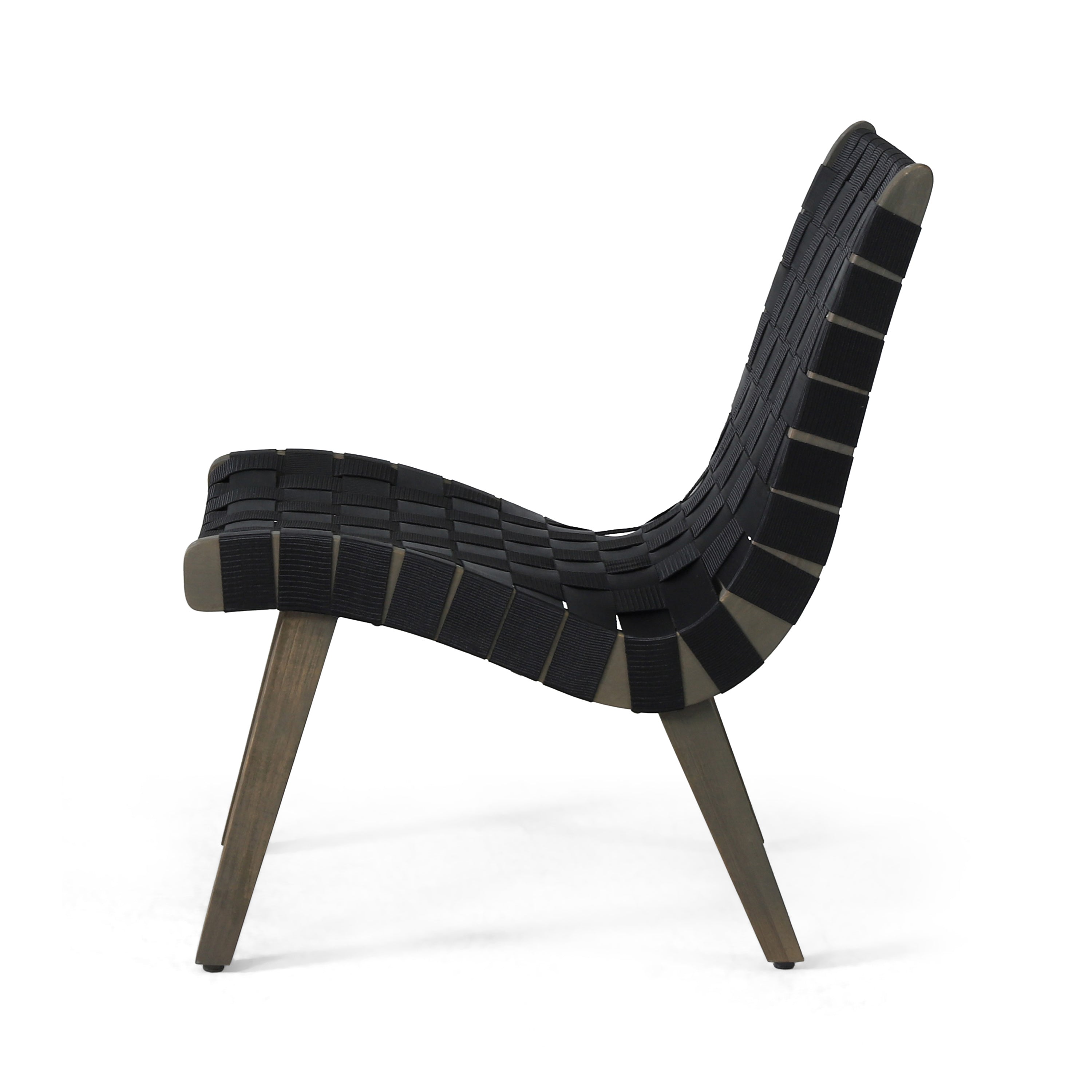 Delights Outdoor Lounge Chair with Rope Weave Design and Wood Frame, Set of 2