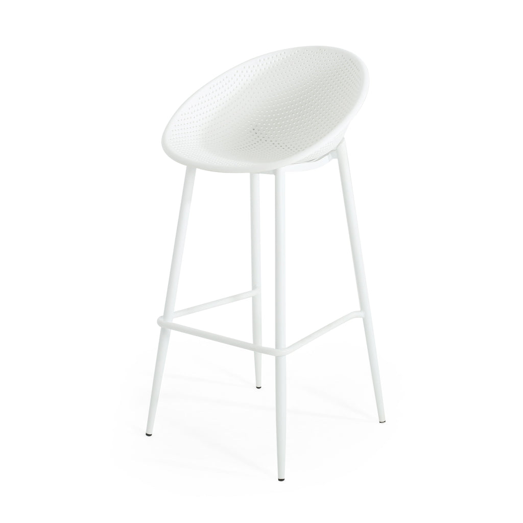 Rhodochrosite Outdoor Bar Stool with Diamond Mesh Pattern and Footrest, Set of 2
