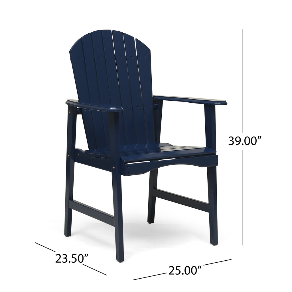 Outdoor Weather Resistant Acacia Wood Adirondack Dining Chairs, Set of 2