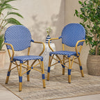 Paul French Bistro Outdoor Dining Chairs, Set of 2 Blue & White