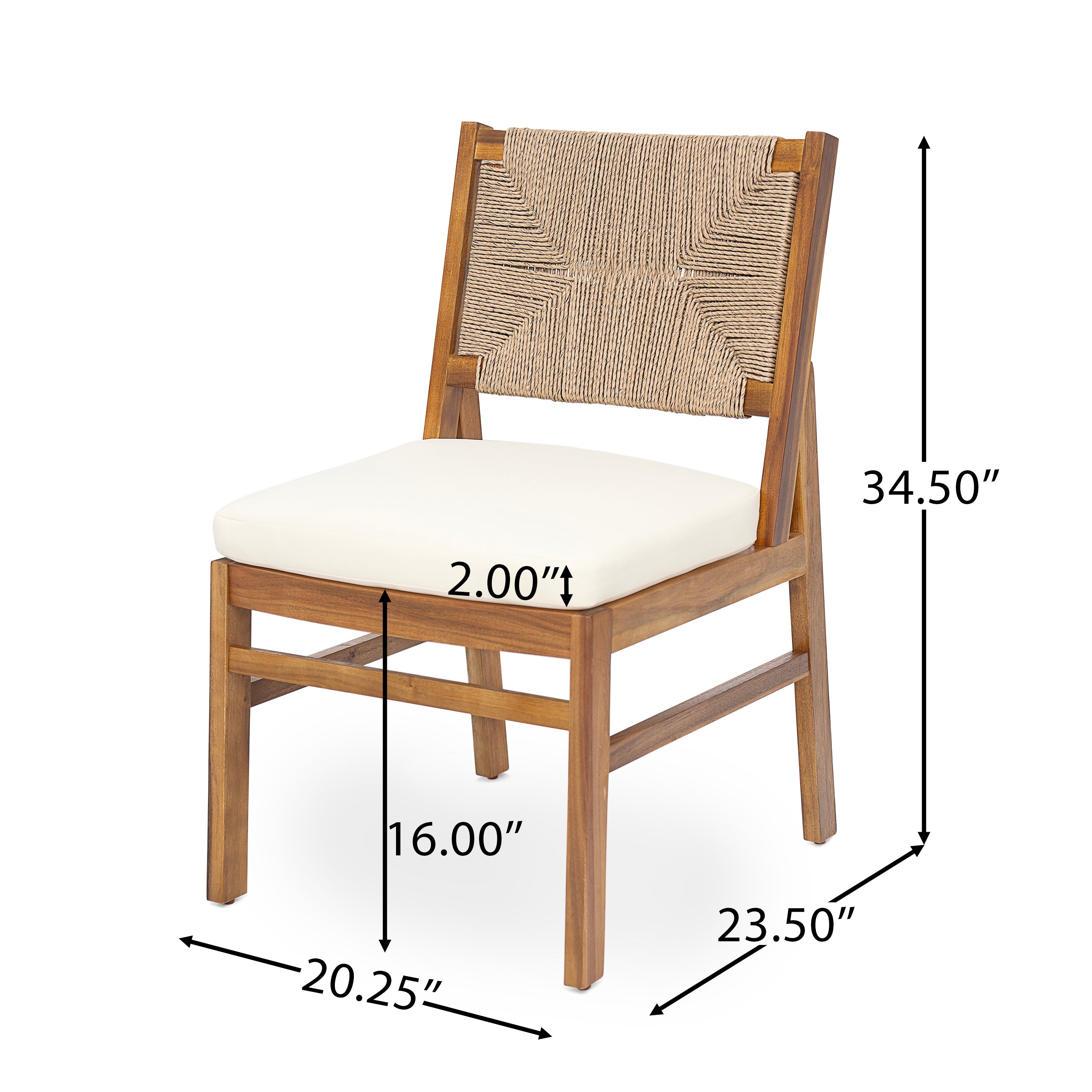Monica Outdoor Wood and Wicker Woven 7 Piece Dining Set