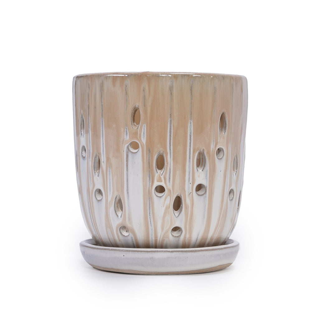 Aven Beige Handmade Ceramic Planter, Set of 2