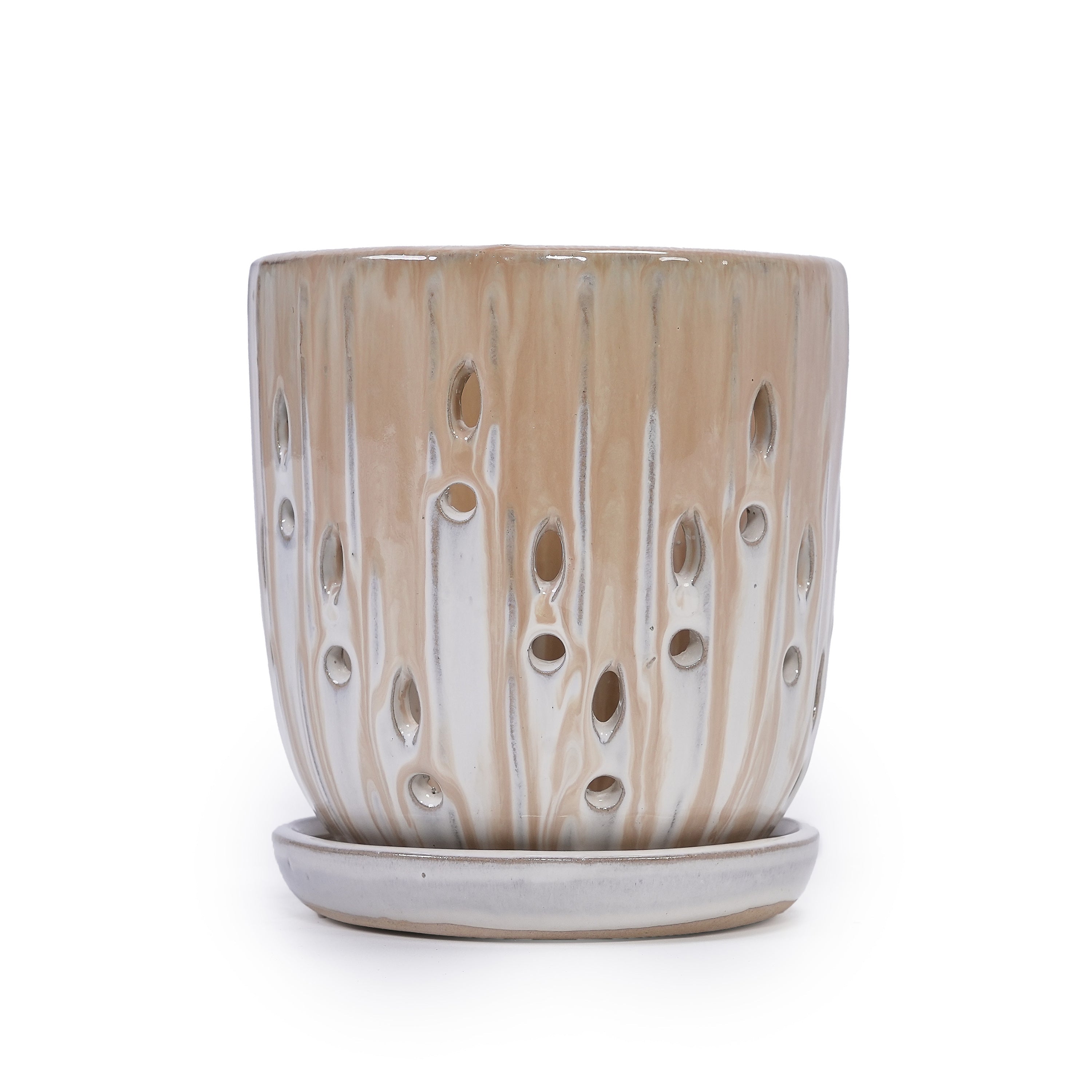 Aven Beige Handmade Ceramic Planter, Set of 2