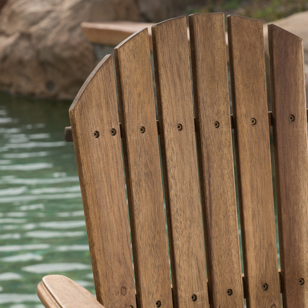 Outdoor Acacia Wood Adirondack Barstools, Set of 2