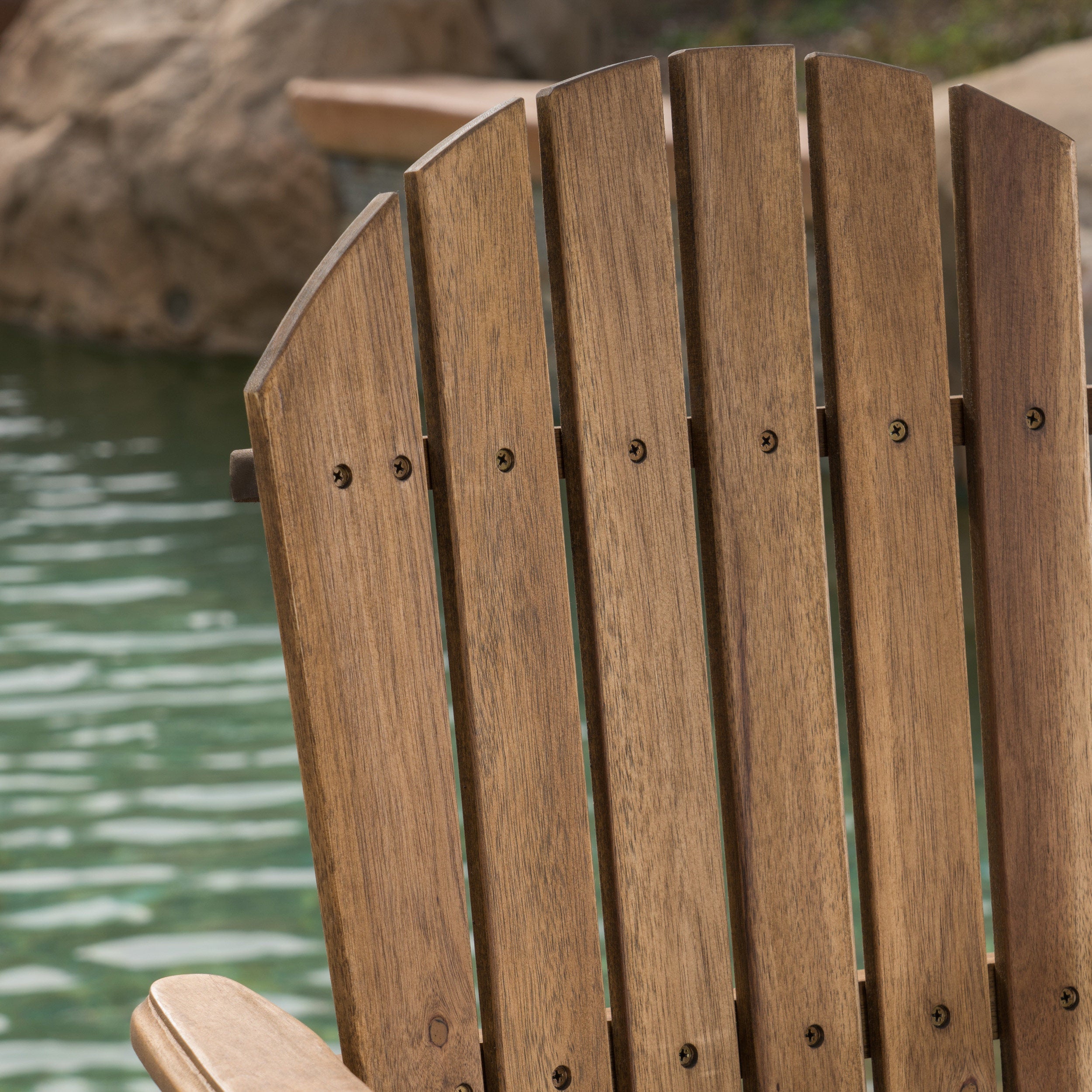 Outdoor Acacia Wood Adirondack Barstools, Set of 2