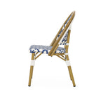 French Bistro Outdoor Dining Chairs, Set of 2 Navy & White