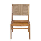 Monica Outdoor Wood and Wicker Woven Dining Chair with Cushions, Set of 2