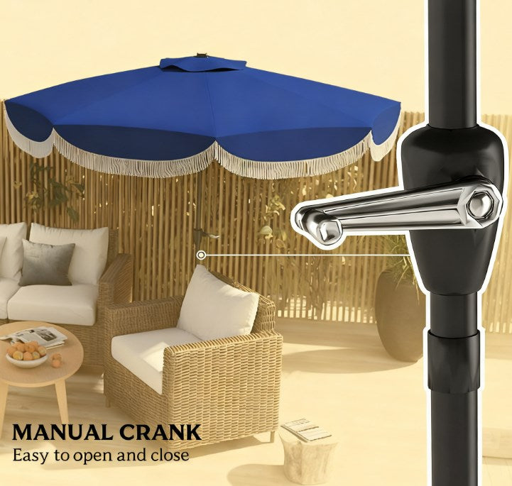 Allegra Scalloped Fringe Vented Patio Umbrella
