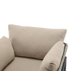 Brisa Outdoor Modern Iron Lounge Chair with Rope Weave