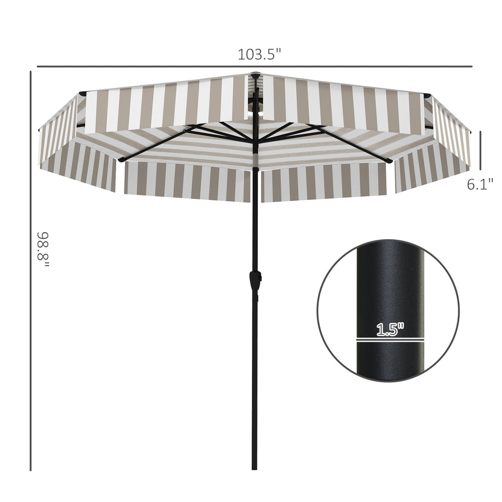 Bistro Stripe 2-Tier Vented Tiltable Patio Umbrella with Crank