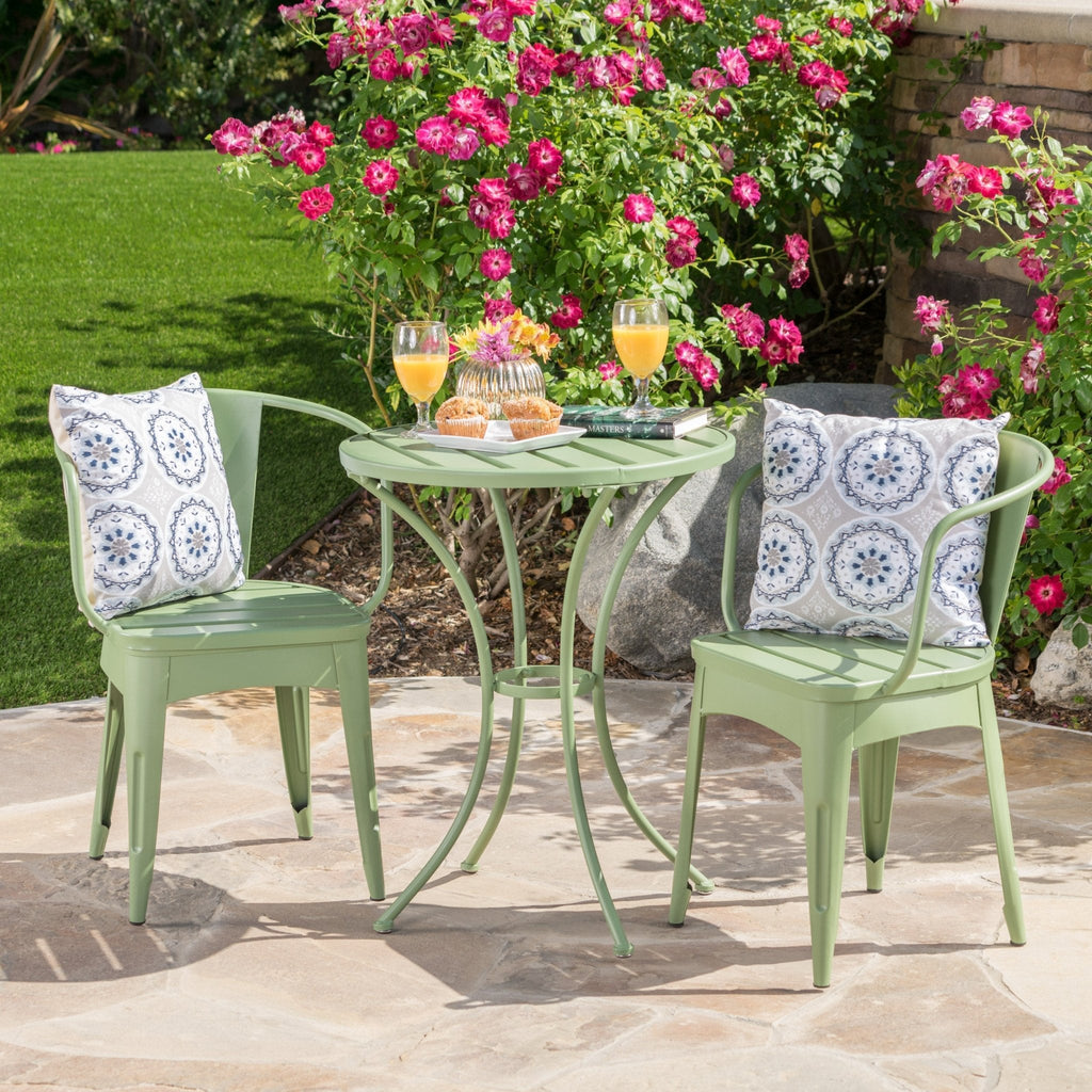 Colman 3-Piece Iron Bistro Set with Table and 2 Chairs
