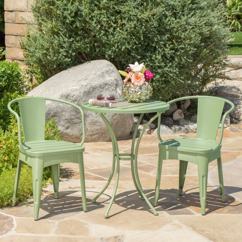 Colman 3-Piece Iron Bistro Set with Table and 2 Chairs